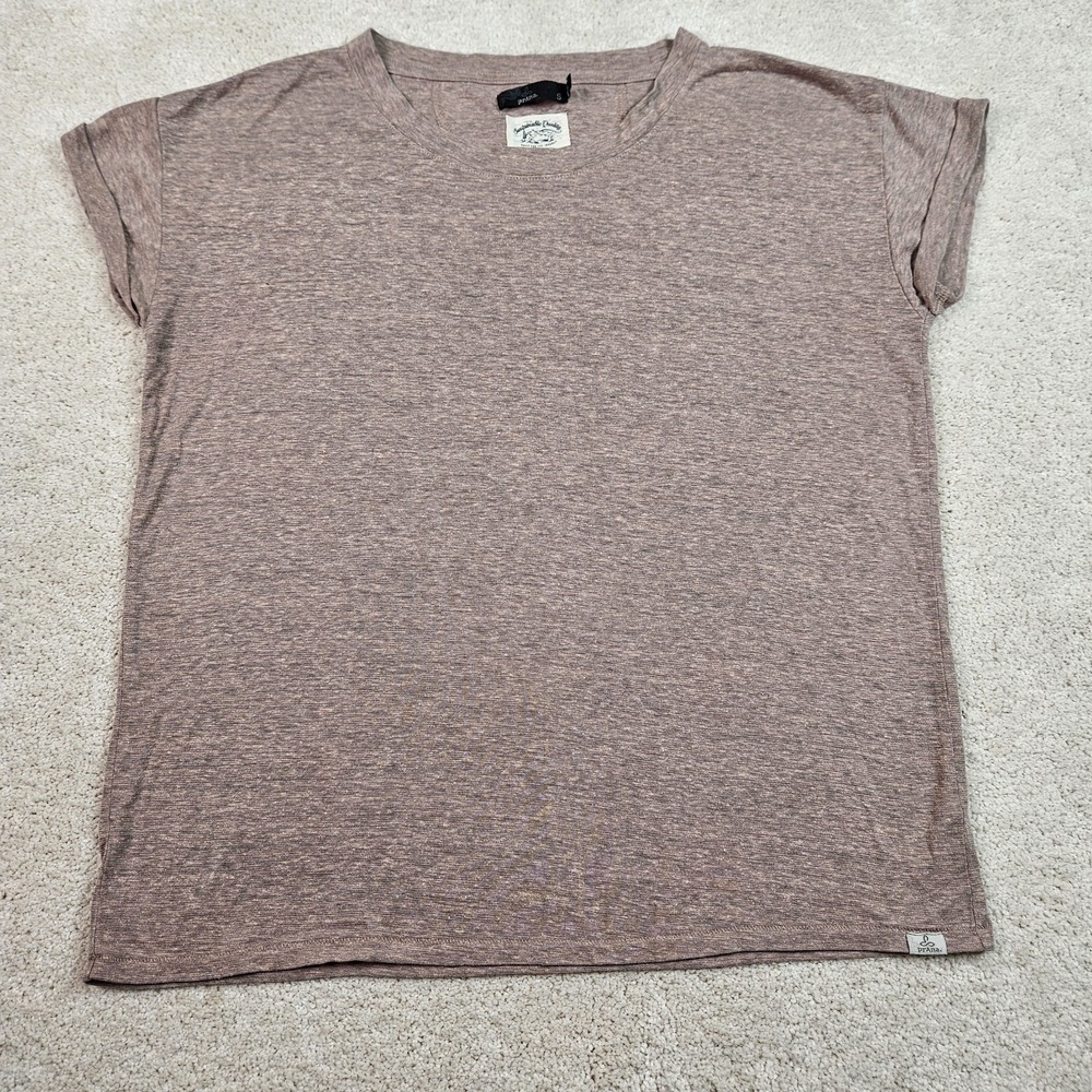 prAna Authentic Prairie Women's S Linen Blend Top Mauve Boho Dolman Slub Tee